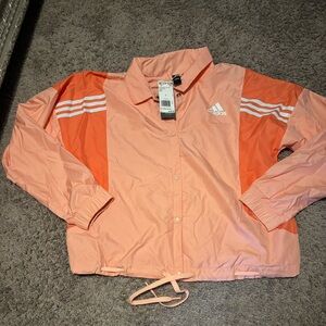 adidas Peach and Coral Colorblock Windbreaker Jacket